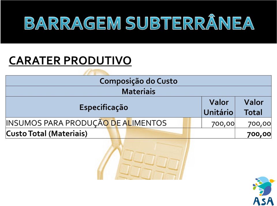 PRODUÇÃO DE ALIMENTOS 700,00