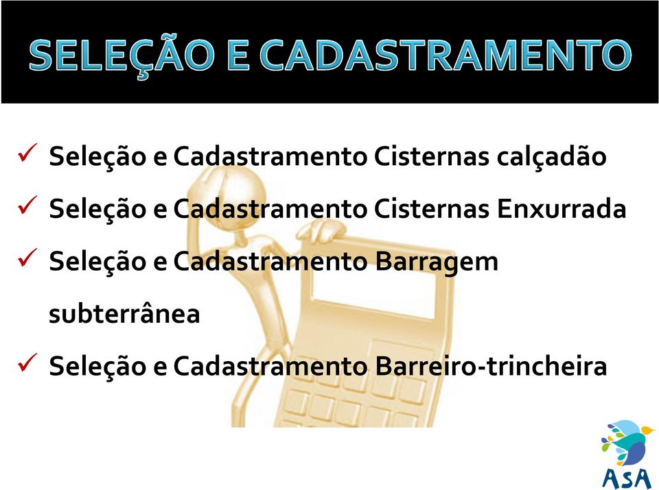 Seleção e Cadastramento Barragem