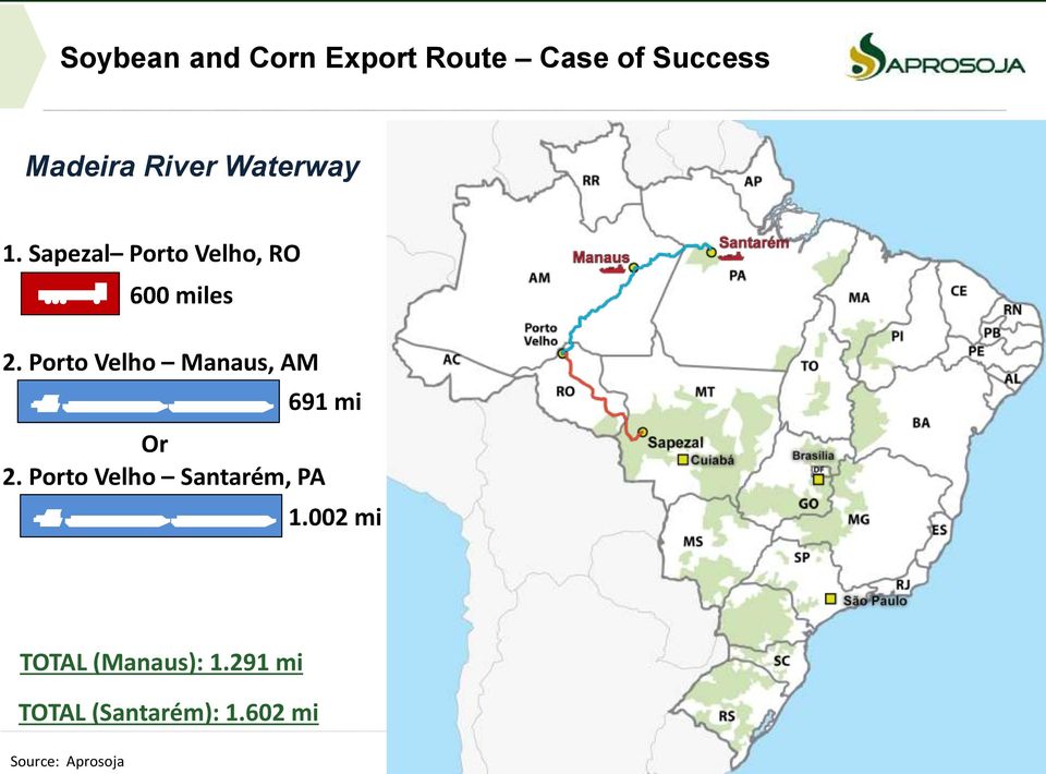 Porto Velho Manaus, AM 691 mi Or 2. Porto Velho Santarém, PA 1.