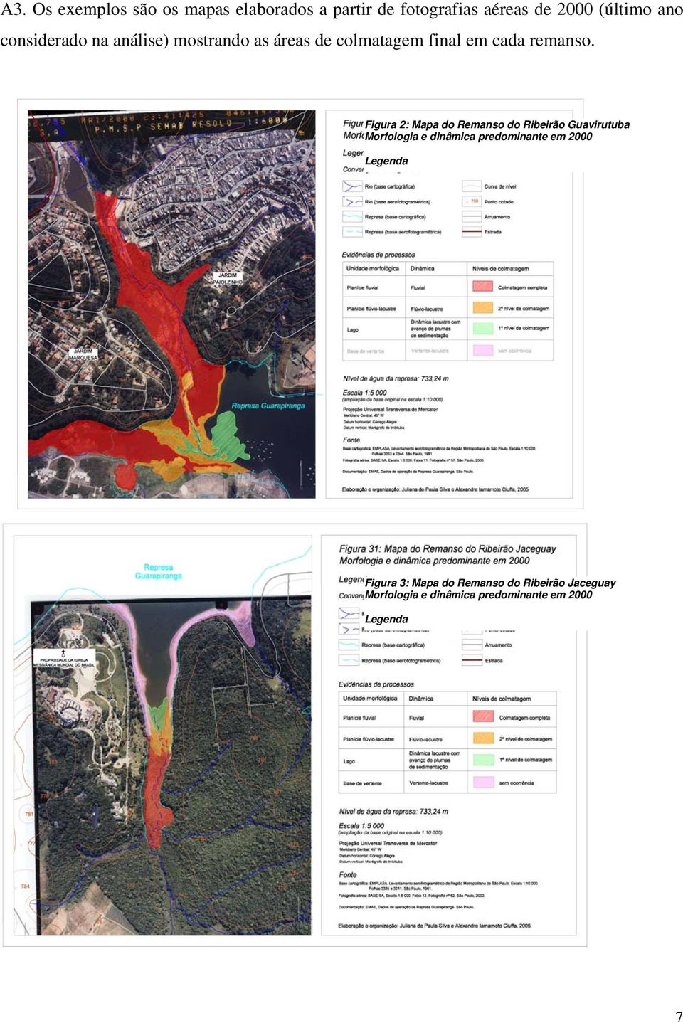 Figura 2: Mapa do Remanso do Ribeirão Guavirutuba Morfologia e dinâmica predominante em 2000