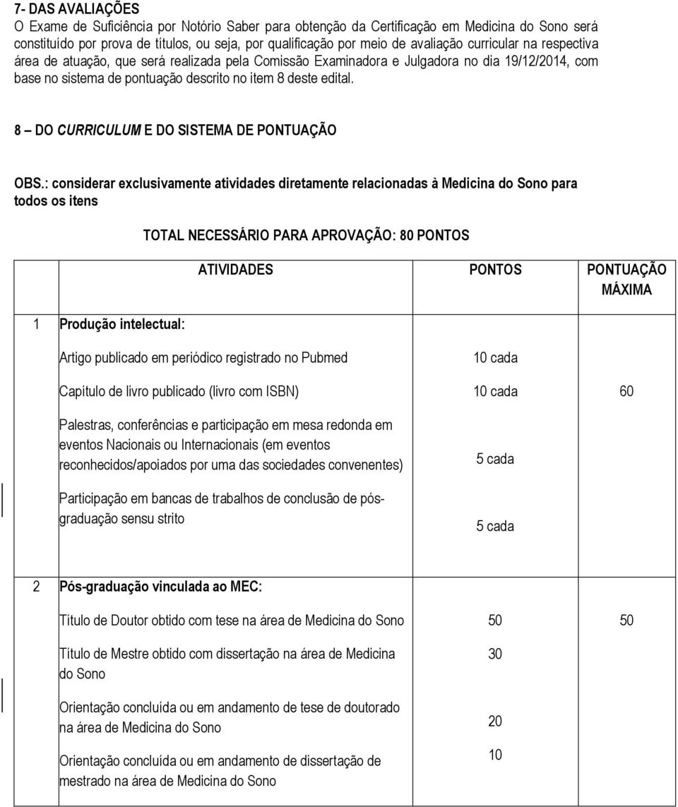 8 DO CURRICULUM E DO SISTEMA DE PONTUAÇÃO OBS.