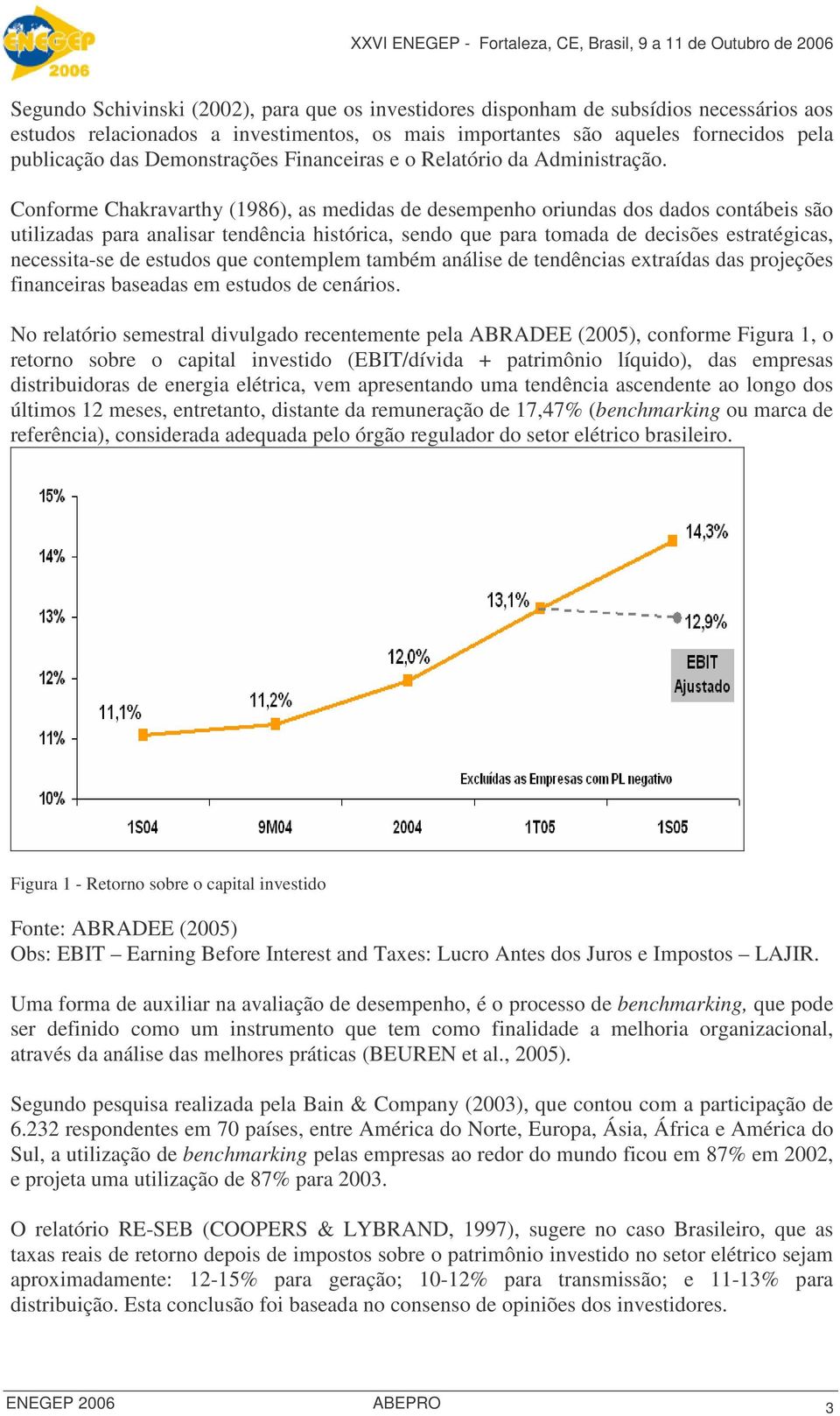 Conforme Chakravarthy (1986), as medidas de desempenho oriundas dos dados contábeis são utilizadas para analisar tendência histórica, sendo que para tomada de decisões estratégicas, necessita-se de