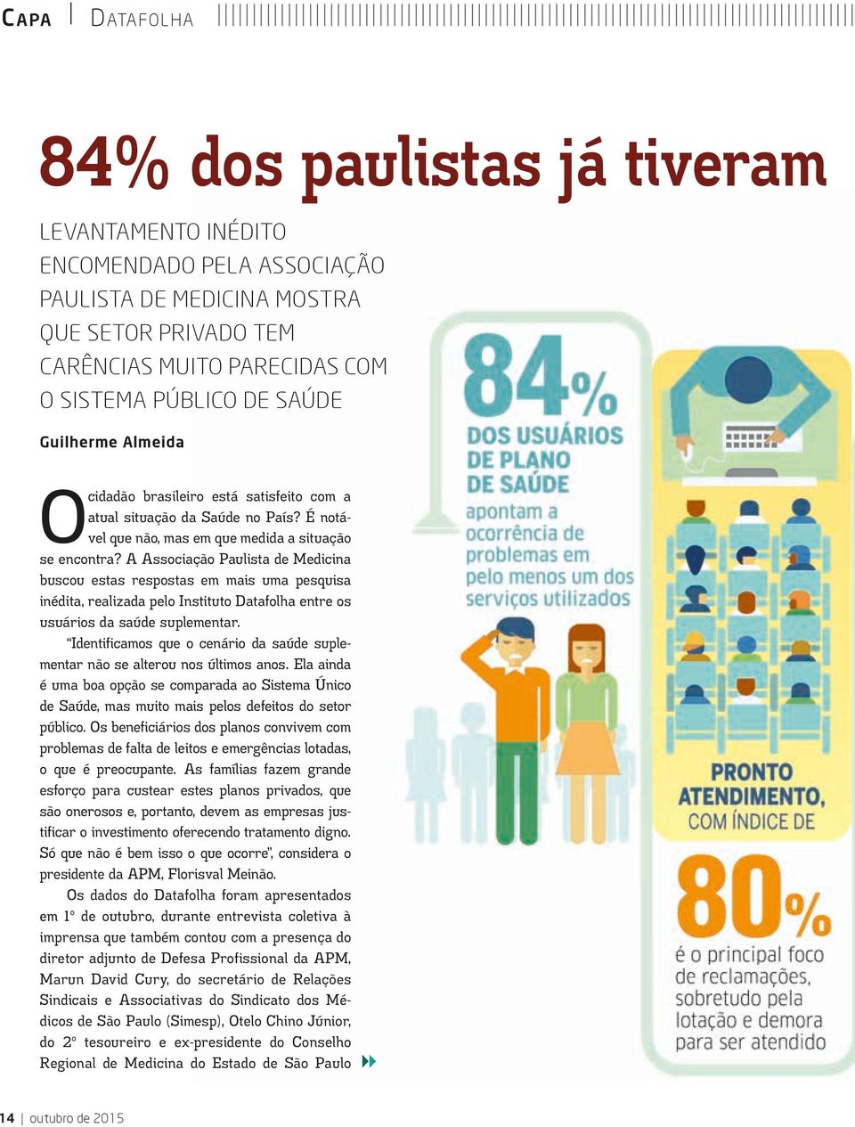 A Associação Paulista de Medicina buscou estas respostas em mais uma pesquisa inédita, realizada pelo Instituto Datafolha entre os usuários da saúde suplementar.