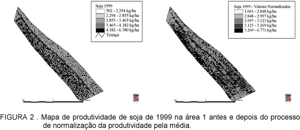 997 kg/ha 2.997-3.123 kg/ha 3.123-3.269 kg/ha 3.269-6.771 kg/ha 300 0 300 Meters FIGURA 2.