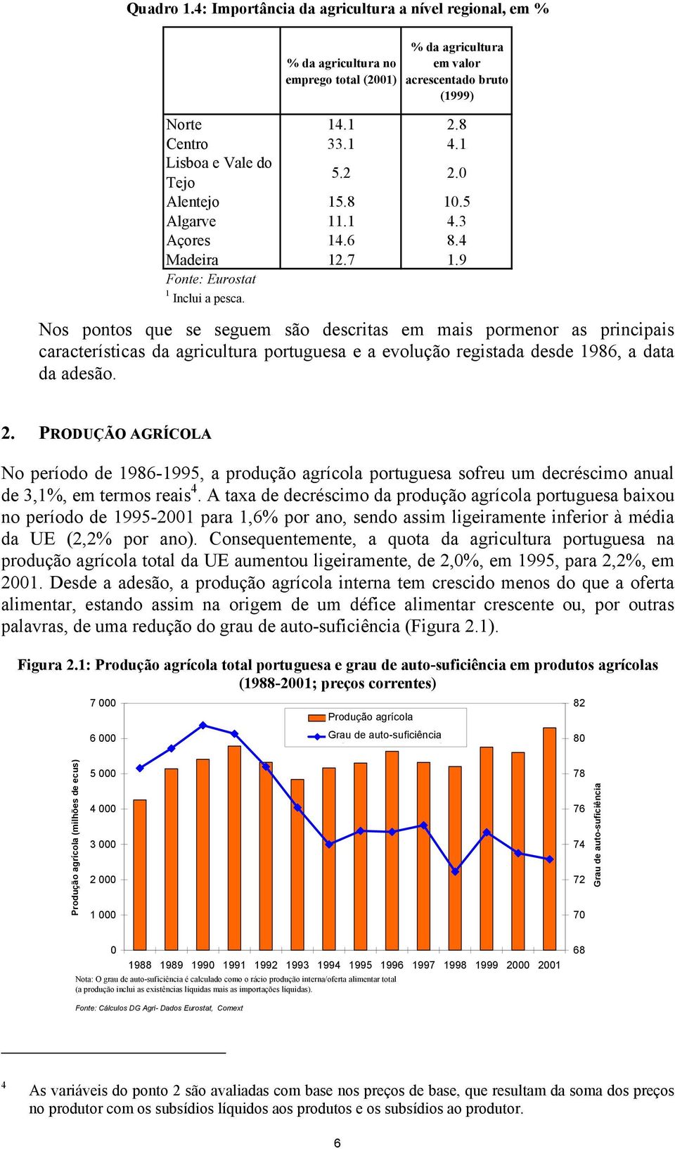 Nos pontos que se seguem são descritas em mais pormenor as principais características da agricultura portuguesa e a evolução registada desde 1986, a data da adesão. 2.