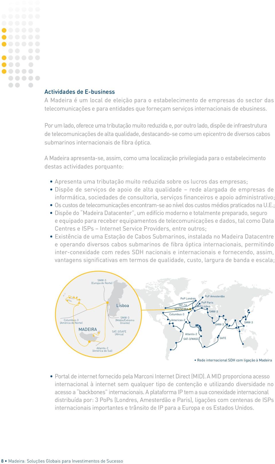 internacionais de fibra óptica.