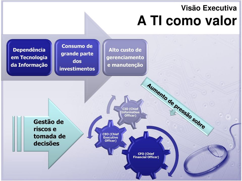 gerenciamento e manutenção Gestão de riscos e tomada de decisões CEO