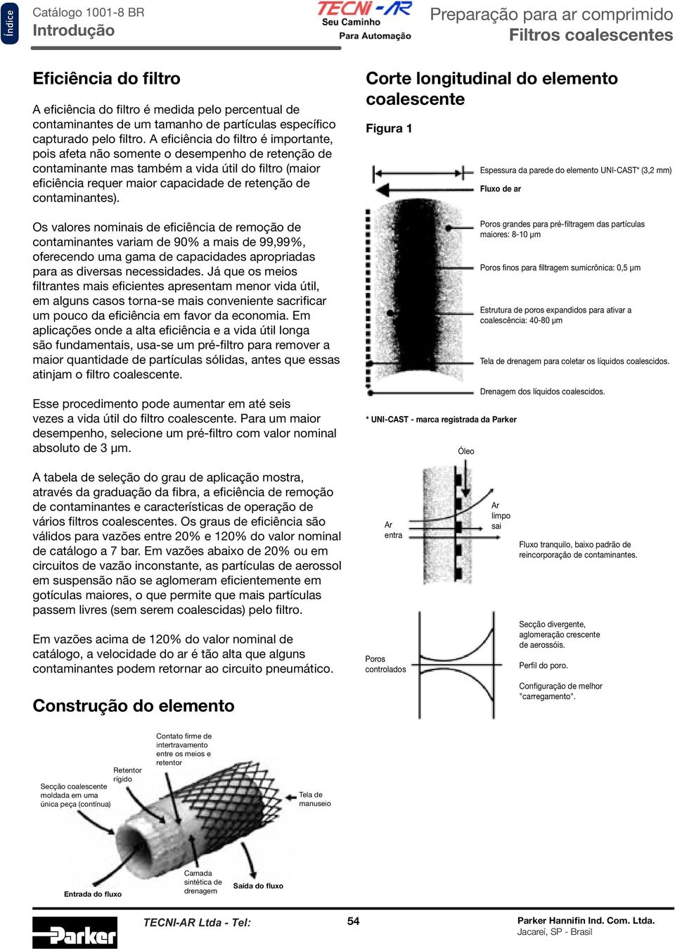 contaminantes). Os valores nominais de eficiência de remoção de contaminantes variam de 9% a mais de 99,99%, oferecendo uma gama de capacidades apropriadas para as diversas necessidades.