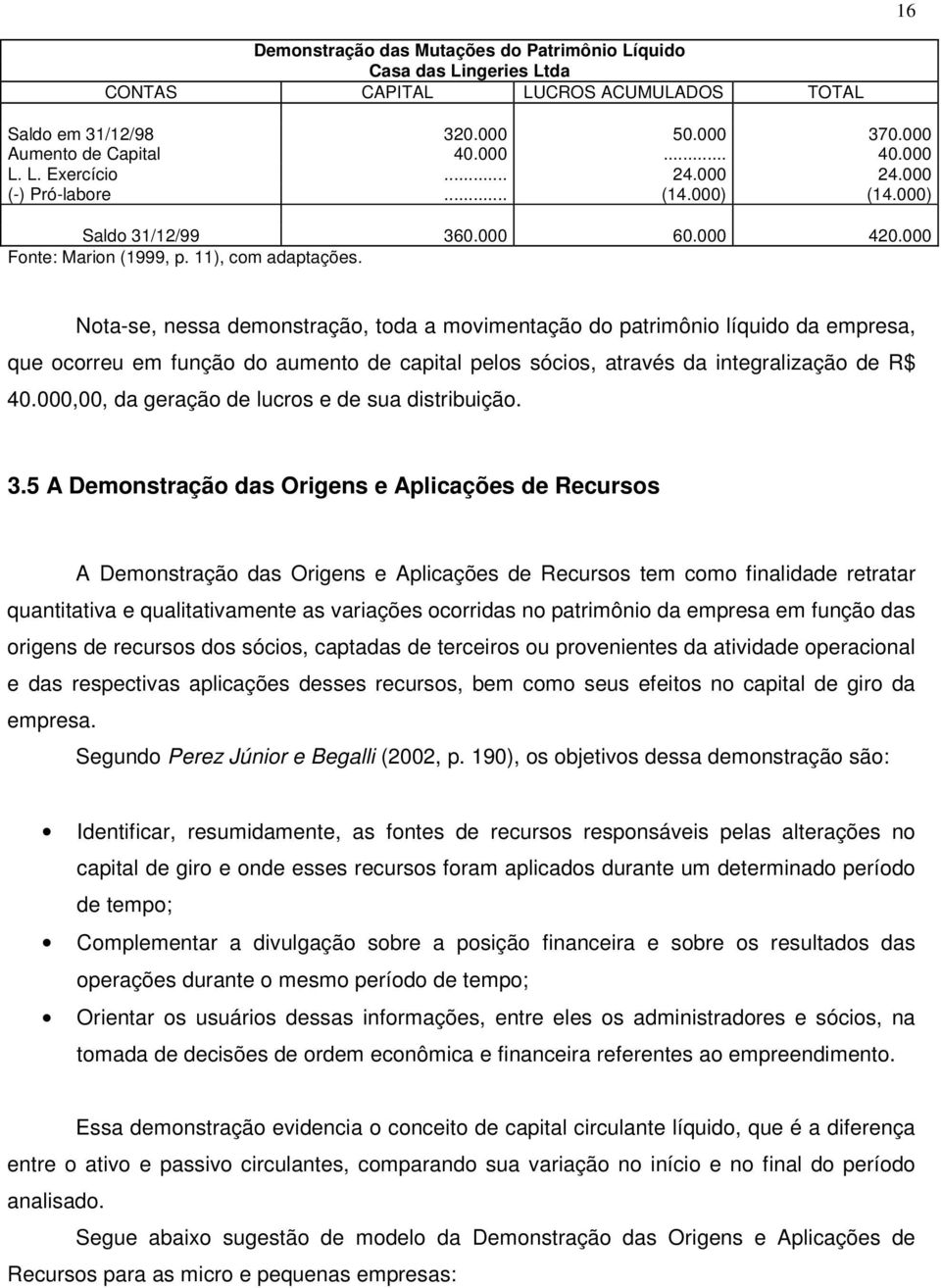 Nota-se, nessa demonstração, toda a movimentação do patrimônio líquido da empresa, que ocorreu em função do aumento de capital pelos sócios, através da integralização de R$ 40.