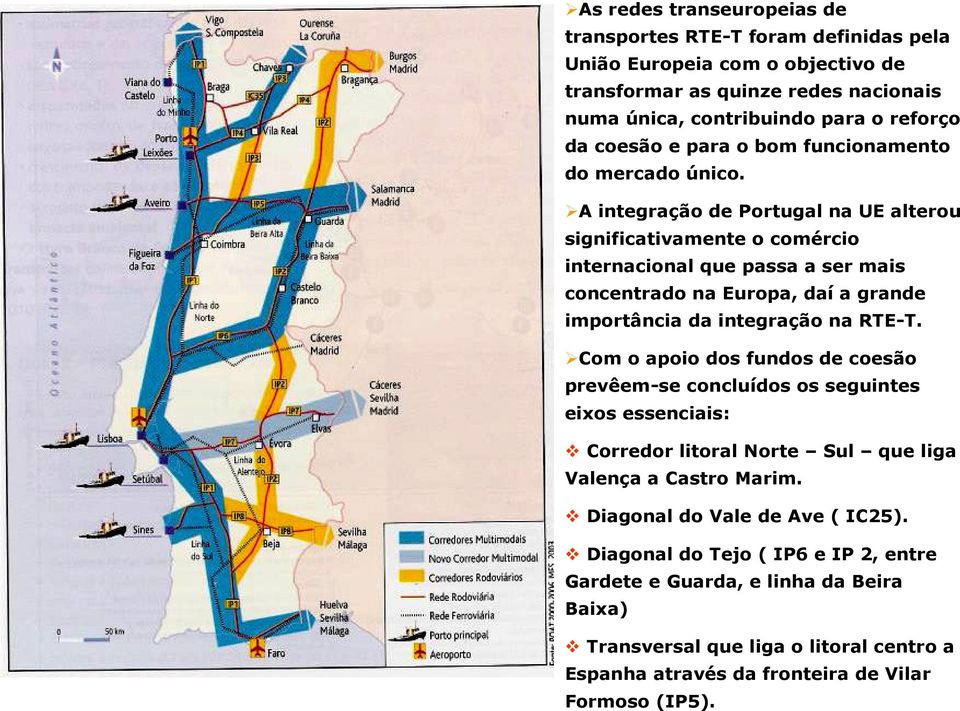 A integração de Portugal na UE alterou significativamente o comércio internacional que passa a ser mais concentrado na Europa, daí a grande importância da integração na RTE-T.