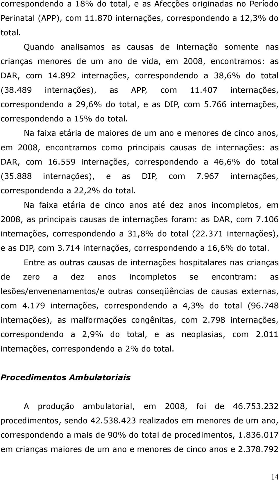 407 internações, crrespndend a 29,6% d ttal, e as DIP, cm 5.766 internações, crrespndend a 15% d ttal.