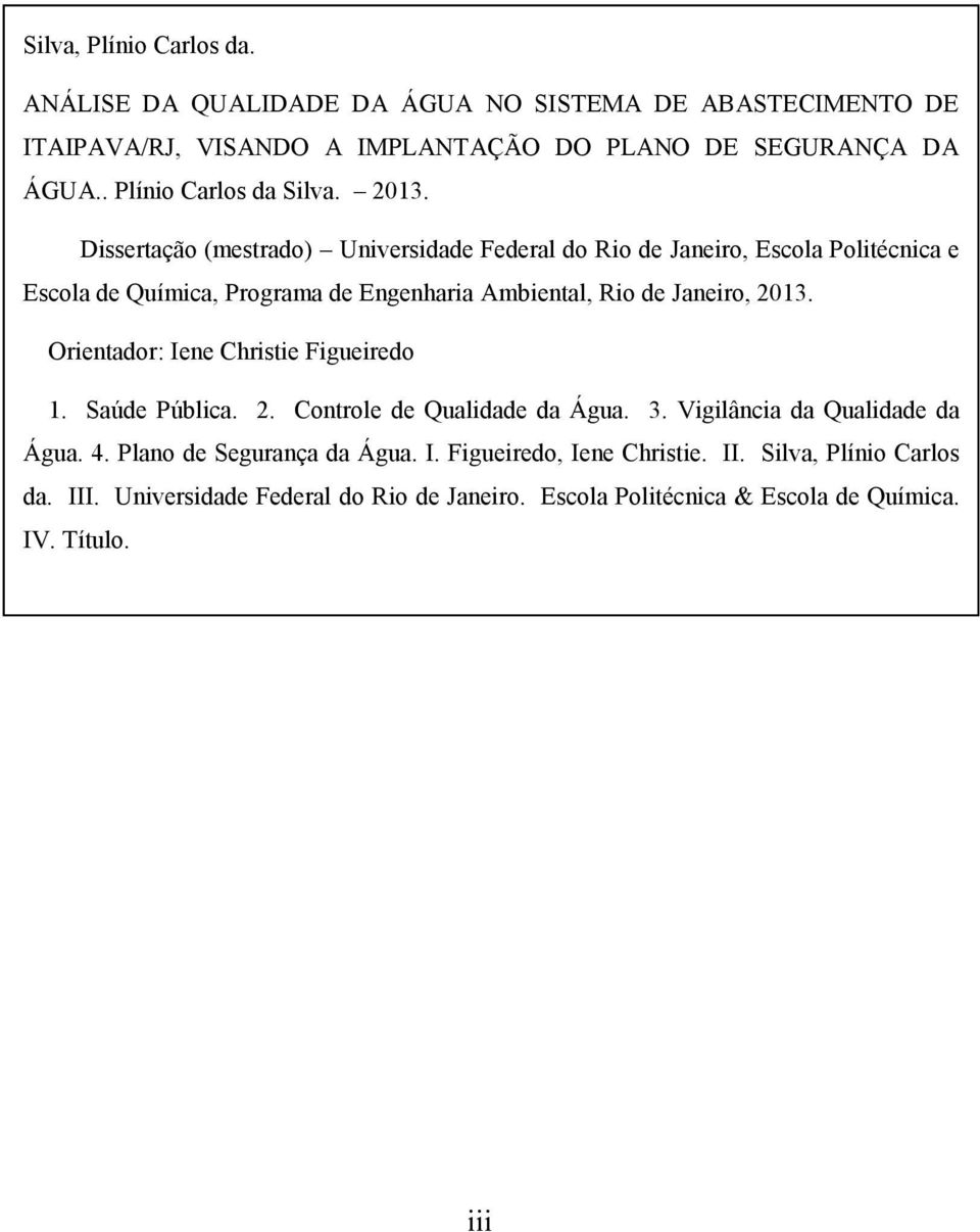 Dissertação (mestrado) Universidade Federal do Rio de Janeiro, Escola Politécnica e Escola de Química, Programa de Engenharia Ambiental, Rio de Janeiro, 2013.