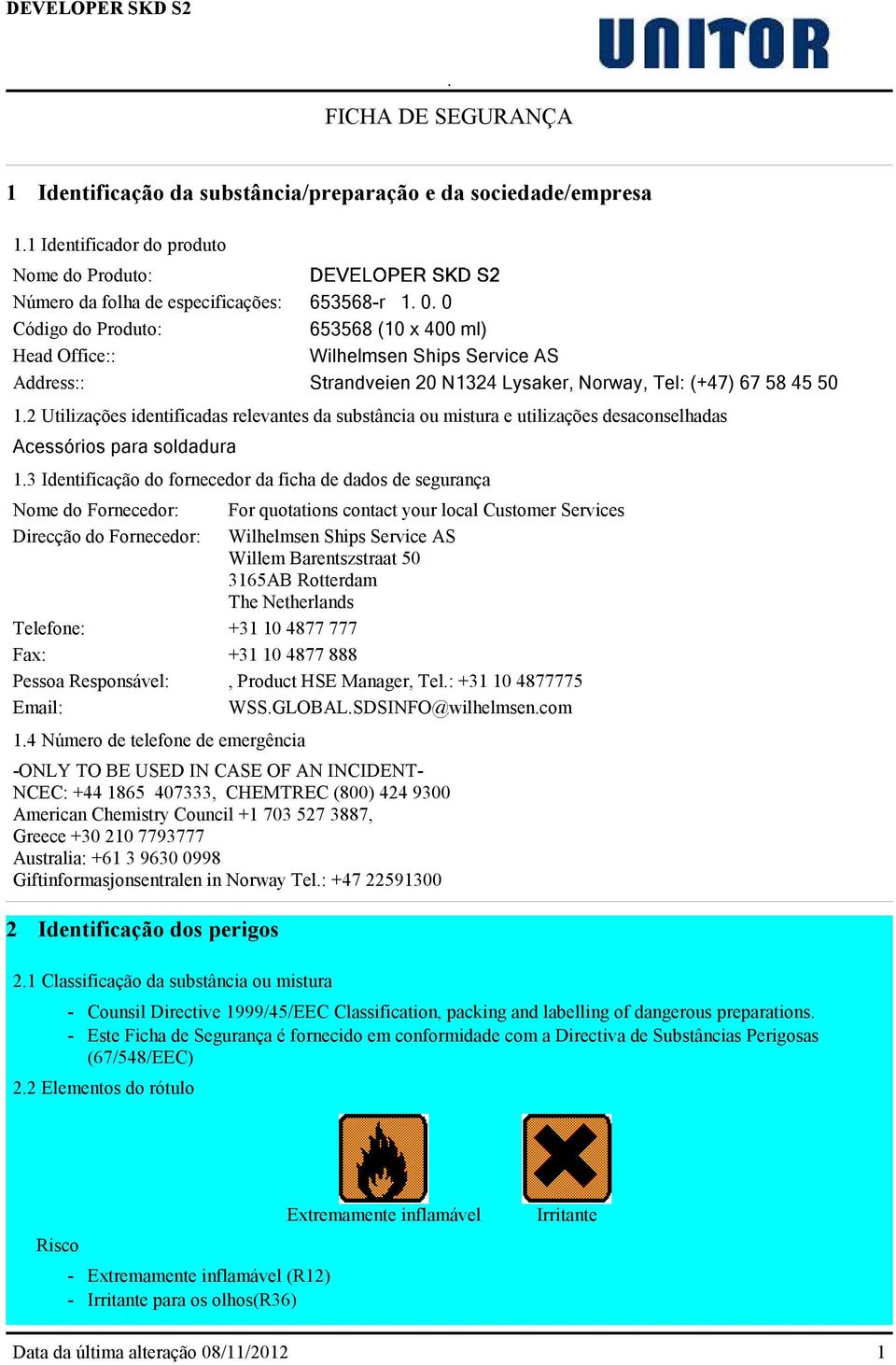 2 Utilizações identificadas relevantes da substância ou mistura e utilizações desaconselhadas Acessórios para soldadura 1.