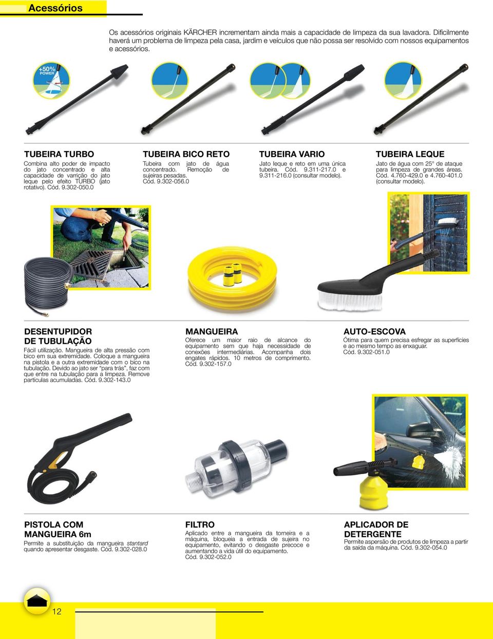 TUBEIRA TURBO Cmbina alt pde de impact d jat cncentad e alta capacidade de vaiçã d jat leque pel efeit TURBO (jat tativ). Cód. 9.302-050.0 TUBEIRA BICO RETO Tubeia jat de água cncentad.