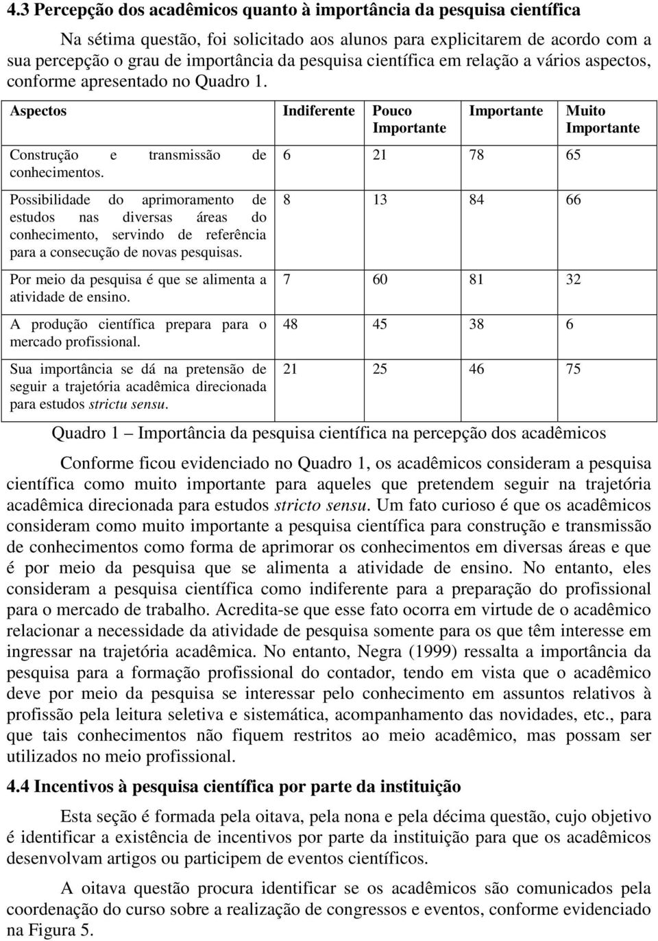 Possibilidade do aprimoramento de estudos nas diversas áreas do conhecimento, servindo de referência para a consecução de novas pesquisas. Por meio da pesquisa é que se alimenta a atividade de ensino.