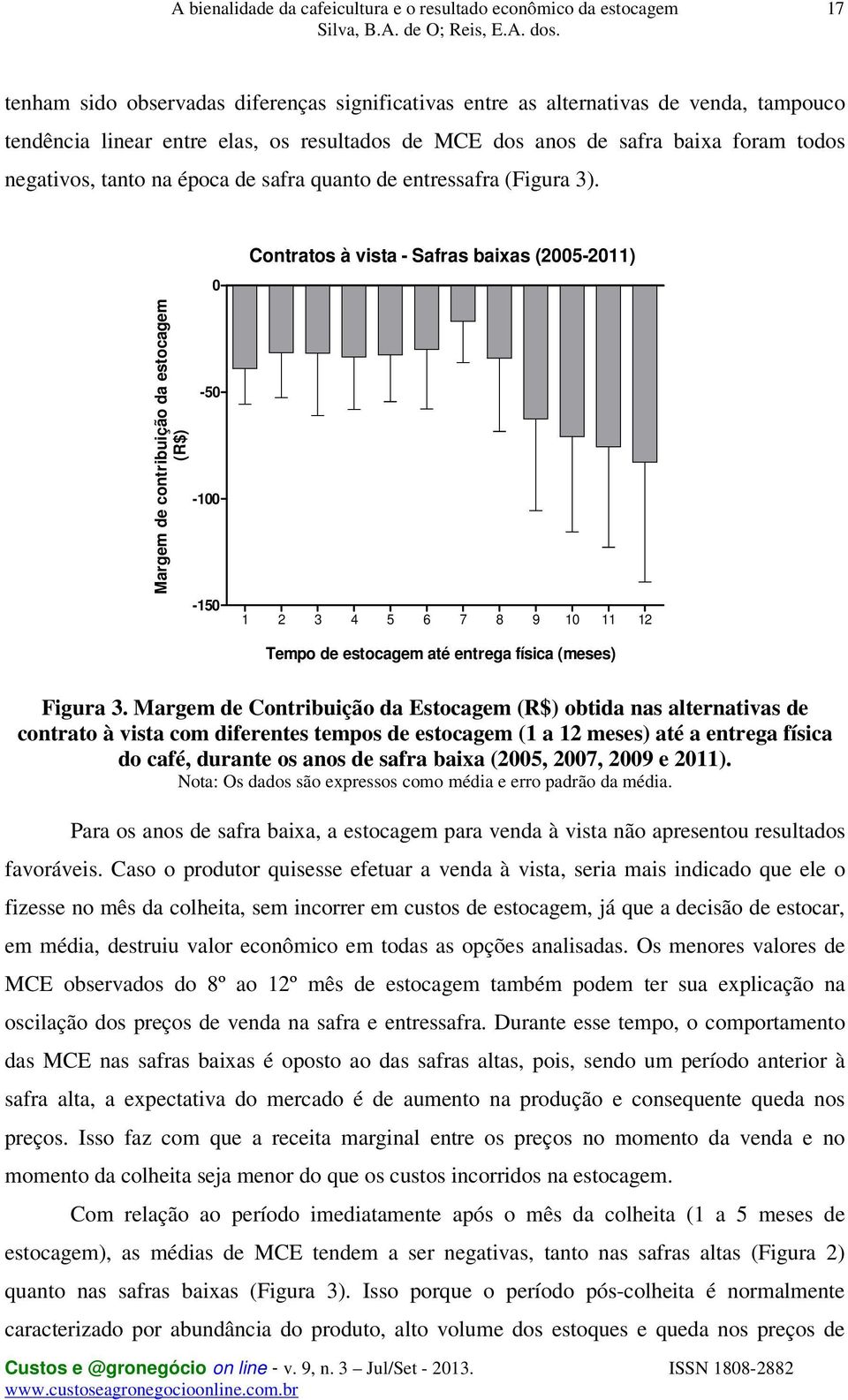 Margem de contribuição da estocagem (R$) 0-50 -100-150 Contratos à vista - Safras baixas (2005-2011) 1 2 3 4 5 6 7 8 9 10 11 12 Tempo de estocagem até entrega física (meses) Figura 3.