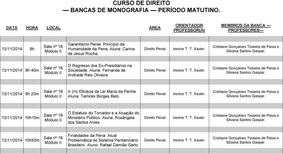 Penal 13/11/2014 9h 20m. A (In) Eficácia da Lei Maria da Penha. Aluna: Tamires Borges Belo. Penal 13/11/2014 10h10m.