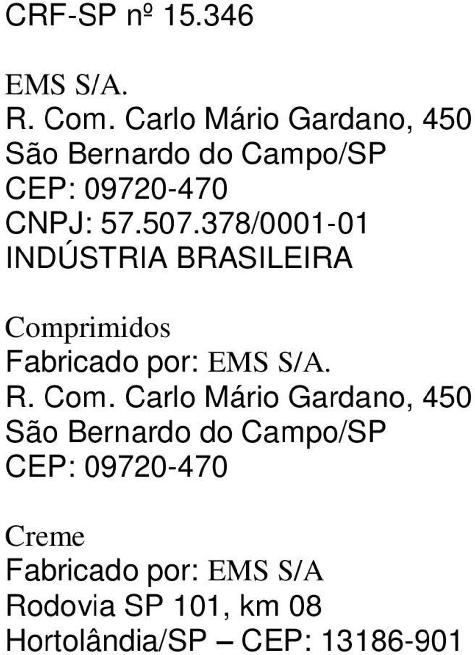 378/0001-01 INDÚSTRIA BRASILEIRA Comp