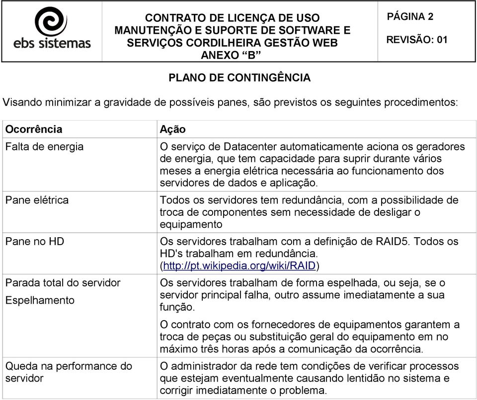 elétrica necessária ao funcionamento dos servidores de dados e aplicação.