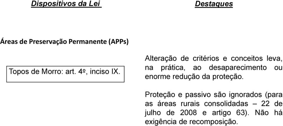 desaparecimento ou enorme redução da proteção.