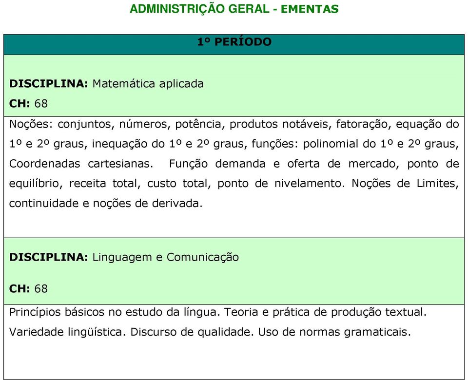 Função demanda e oferta de mercado, ponto de equilíbrio, receita total, custo total, ponto de nivelamento.