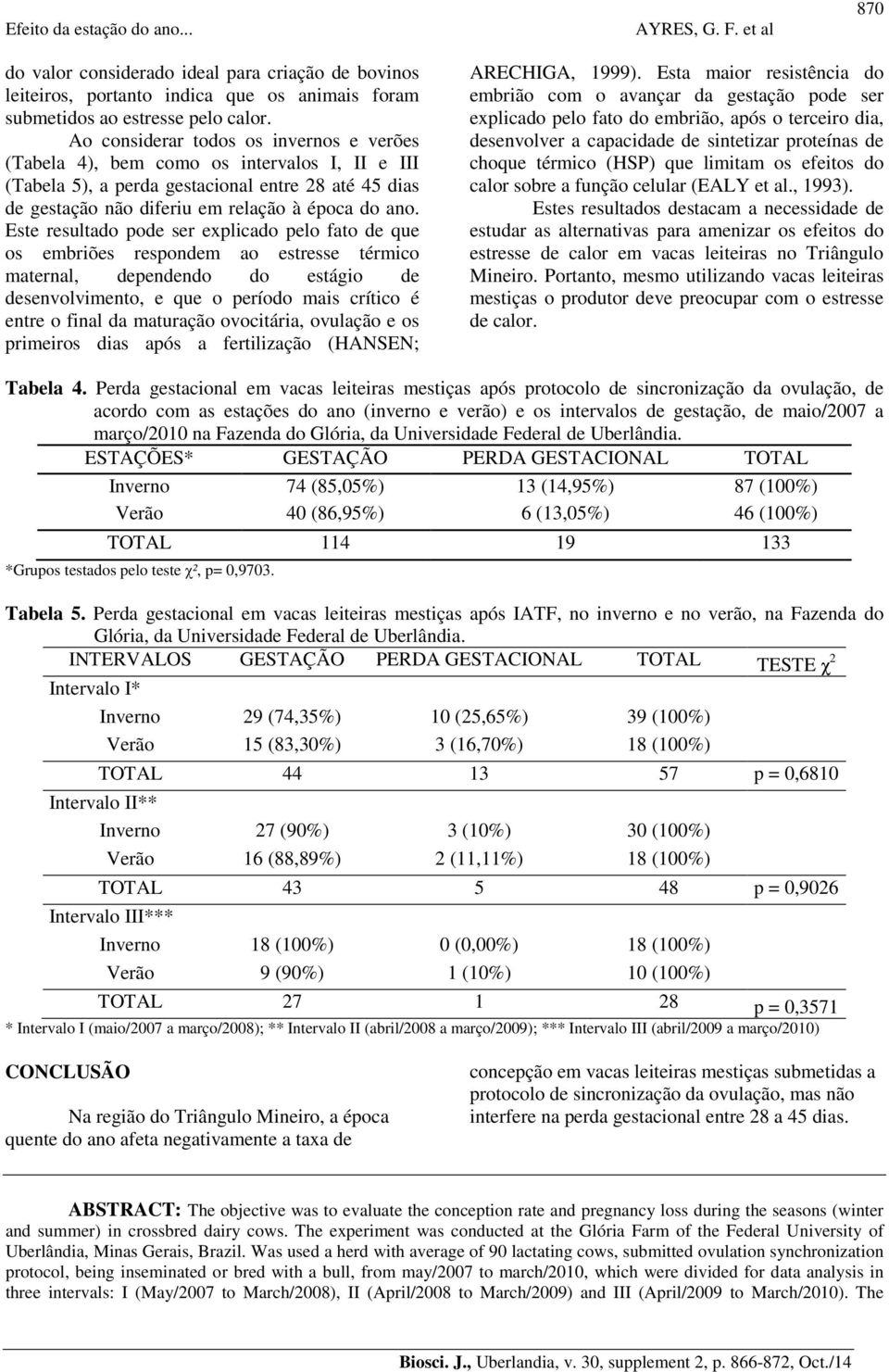 Este resultado pode ser explicado pelo fato de que os embriões respondem ao estresse térmico maternal, dependendo do estágio de desenvolvimento, e que o período mais crítico é entre o final da