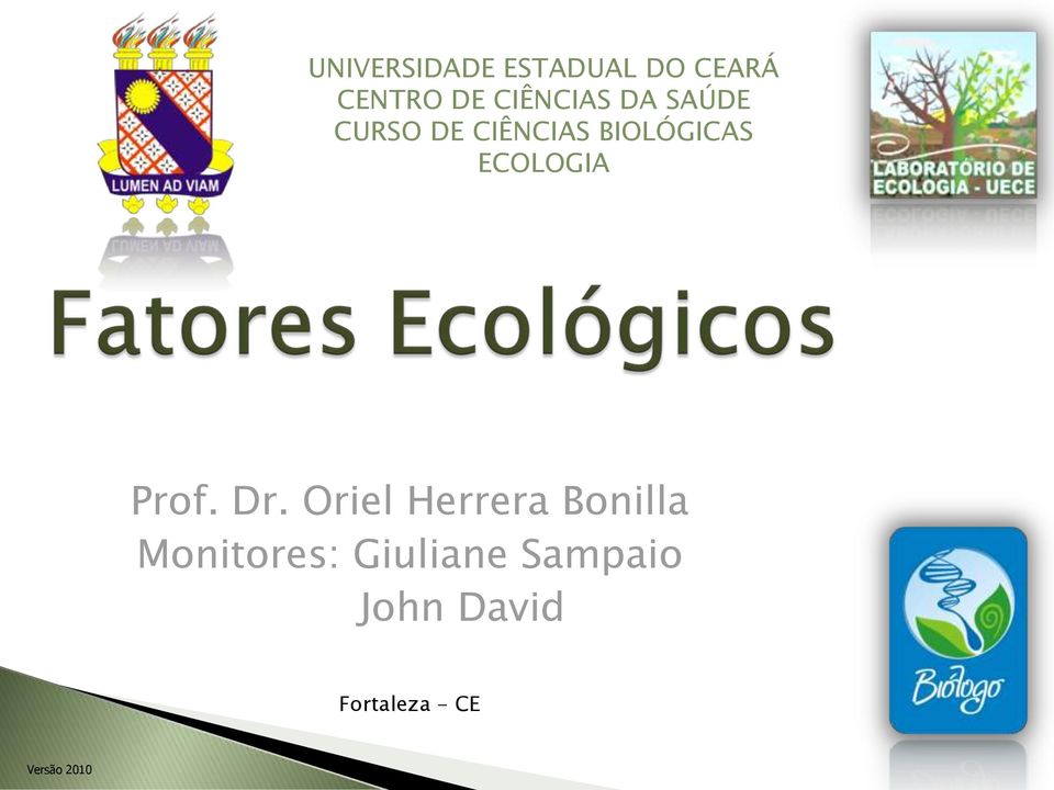 ECOLOGIA Prof. Dr.