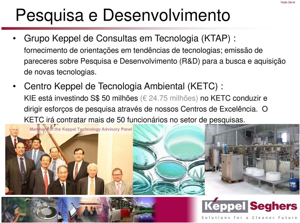 Centro Keppel de Tecnologia Ambiental (KETC) : KIE está investindo S$ 50 milhões ( 24.