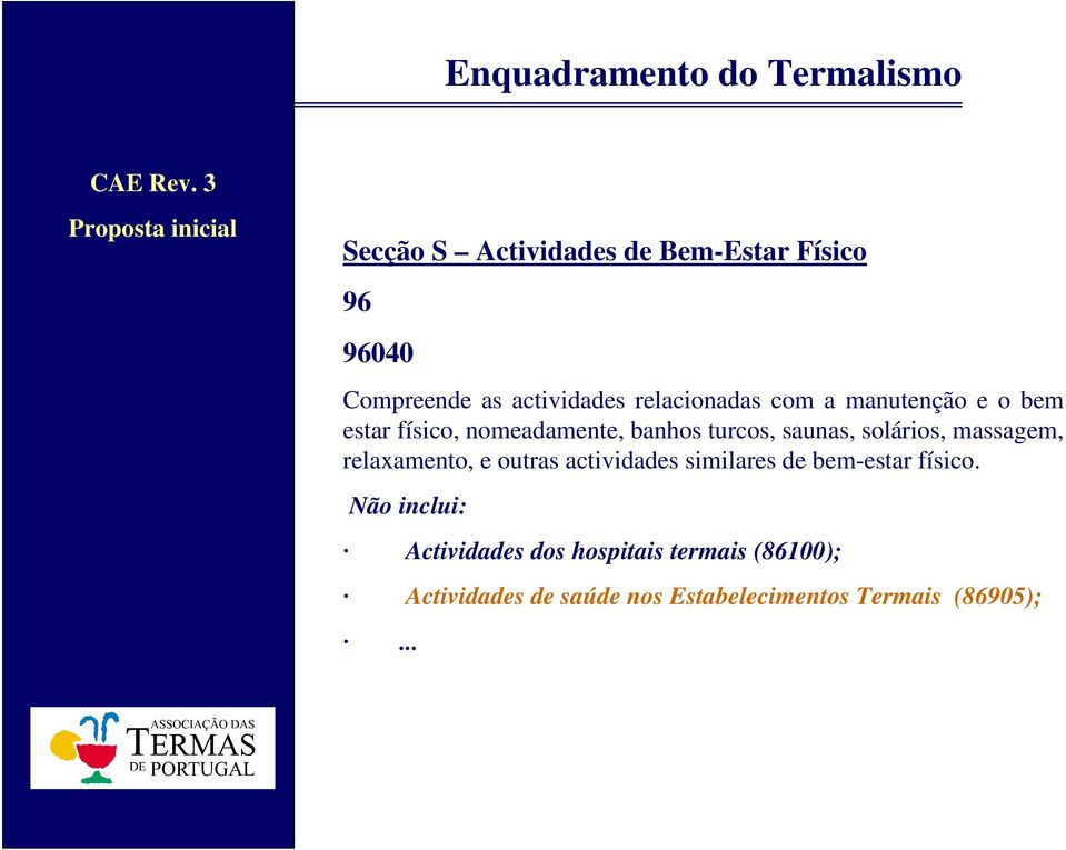 relacionadas com a manutenção e o bem estar físico, nomeadamente, banhos turcos, saunas, solários,