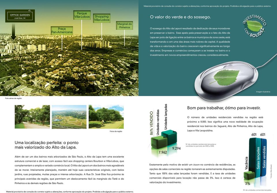 Esse apelo pela preservação e o fato do Alto da Lapa ser polo de ligação entre os bairros e municípios da zona oeste, está Investimento com s o l i d e z transformando-o em uma das áreas mais nobres