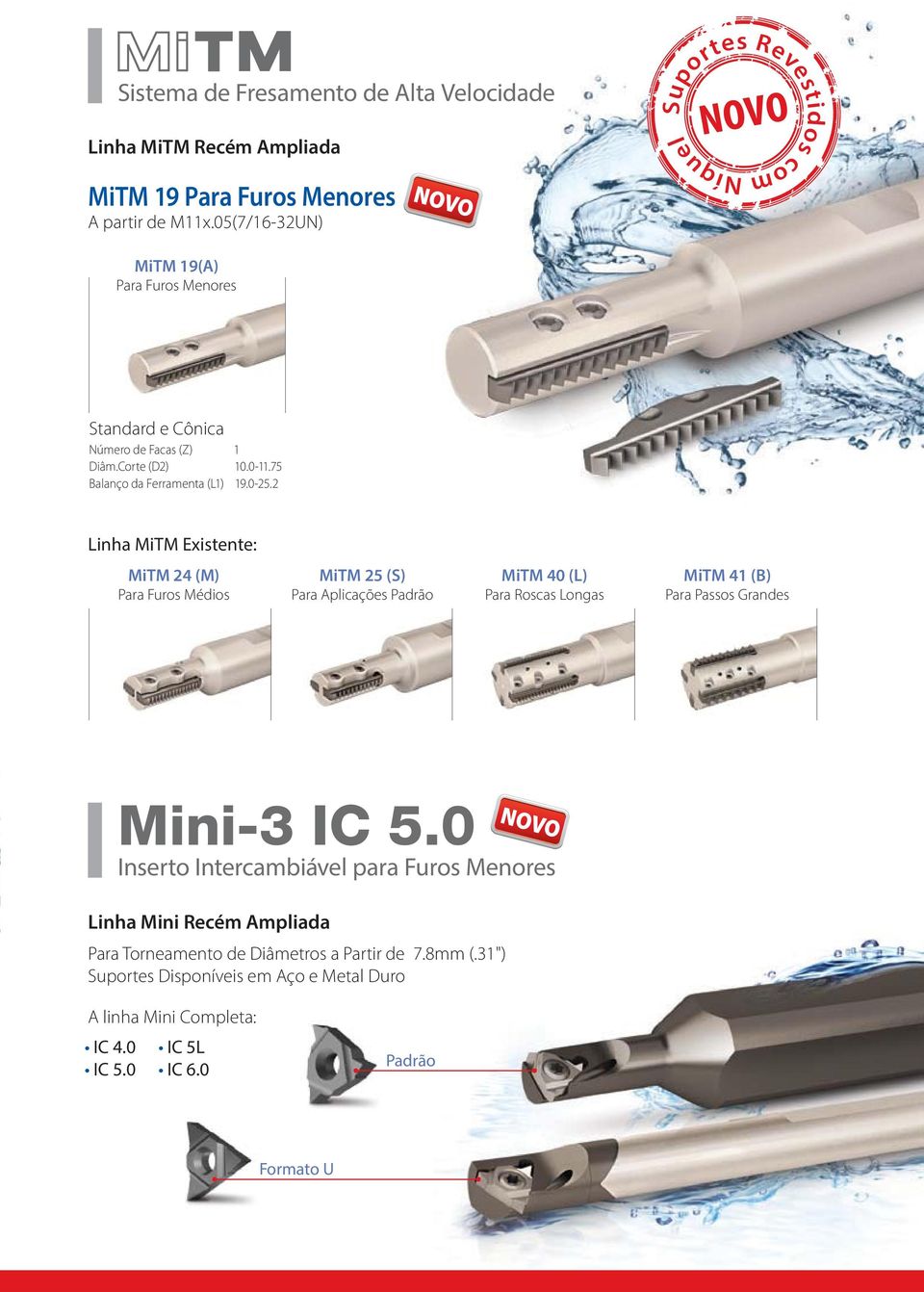 2 Linha MiTM Existente: MiTM 24 (M) Para Furos Médios MiTM 25 (S) Para Aplicações Padrão MiTM 40 (L) Para Roscas Longas MiTM 41 (B) Para Passos Grandes Mini-3 IC 5.