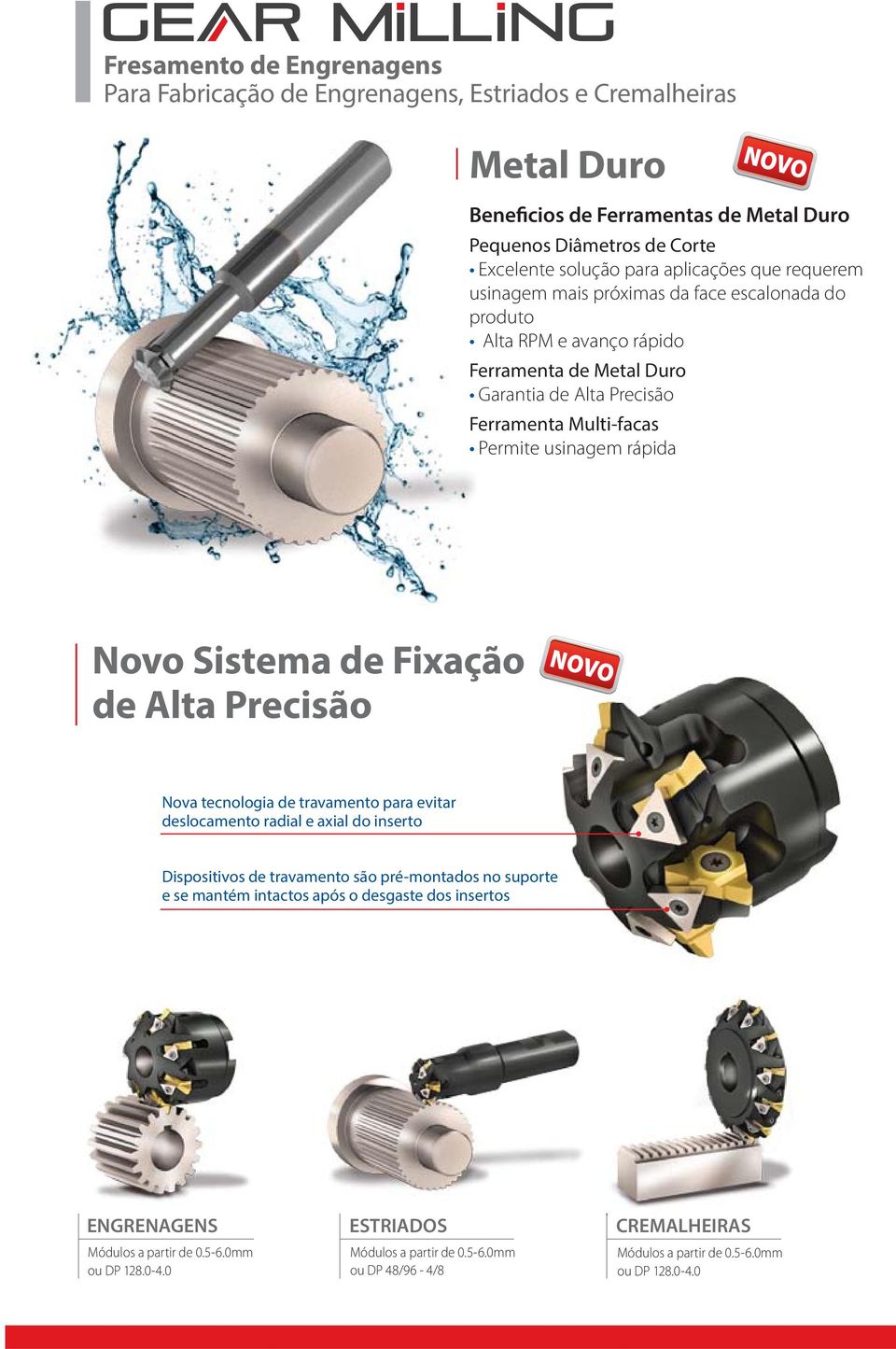 Sistema de Fixação de Alta Precisão Nova tecnologia de travamento para evitar deslocamento radial e axial do inserto Dispositivos de travamento são pré-montados no suporte e se mantém intactos