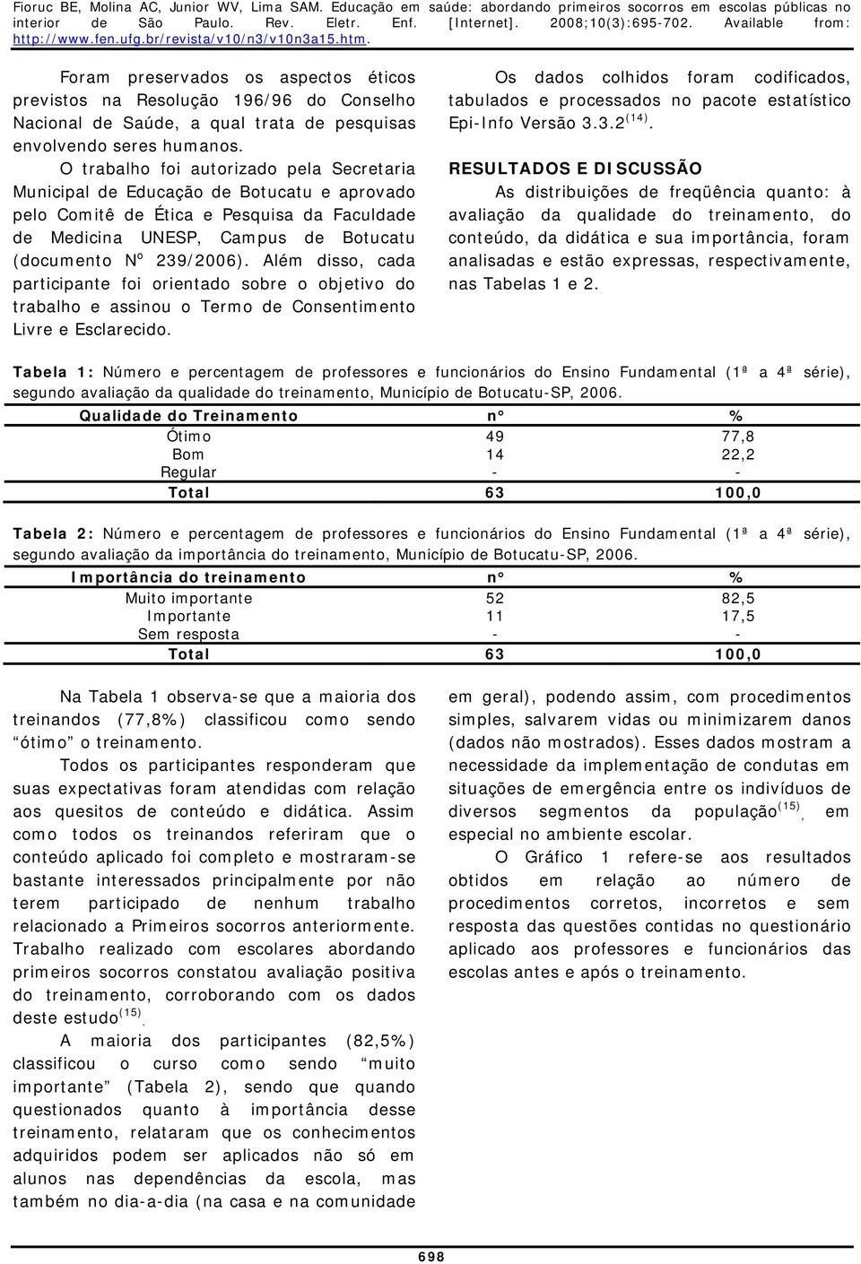 Além disso, cada participante foi orientado sobre o objetivo do trabalho e assinou o Termo de Consentimento Livre e Esclarecido.