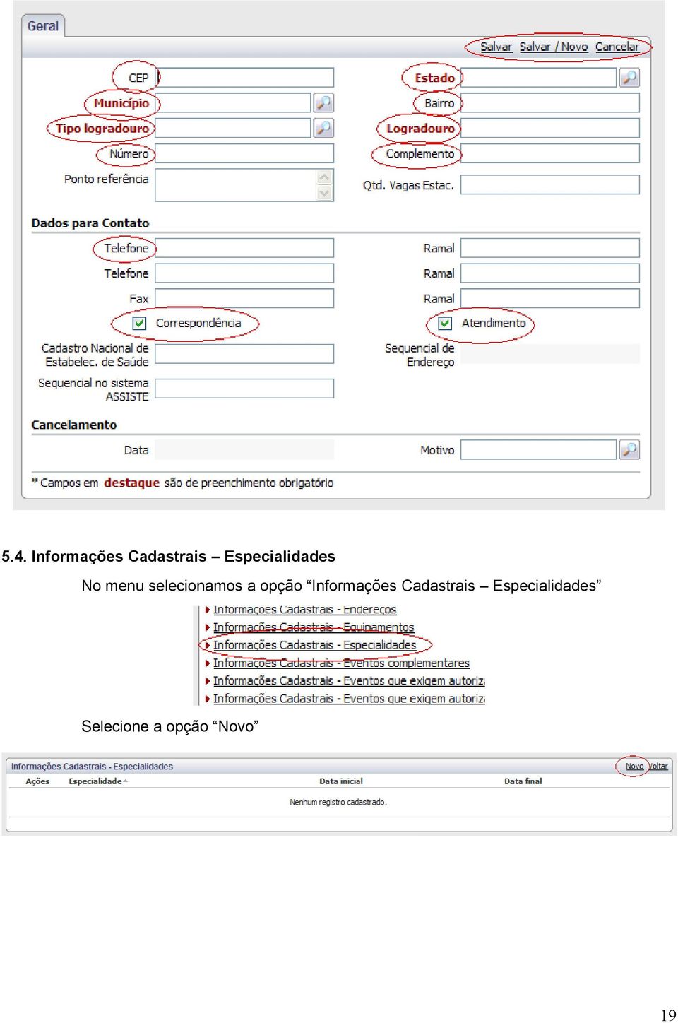 selecionamos a opção Informações