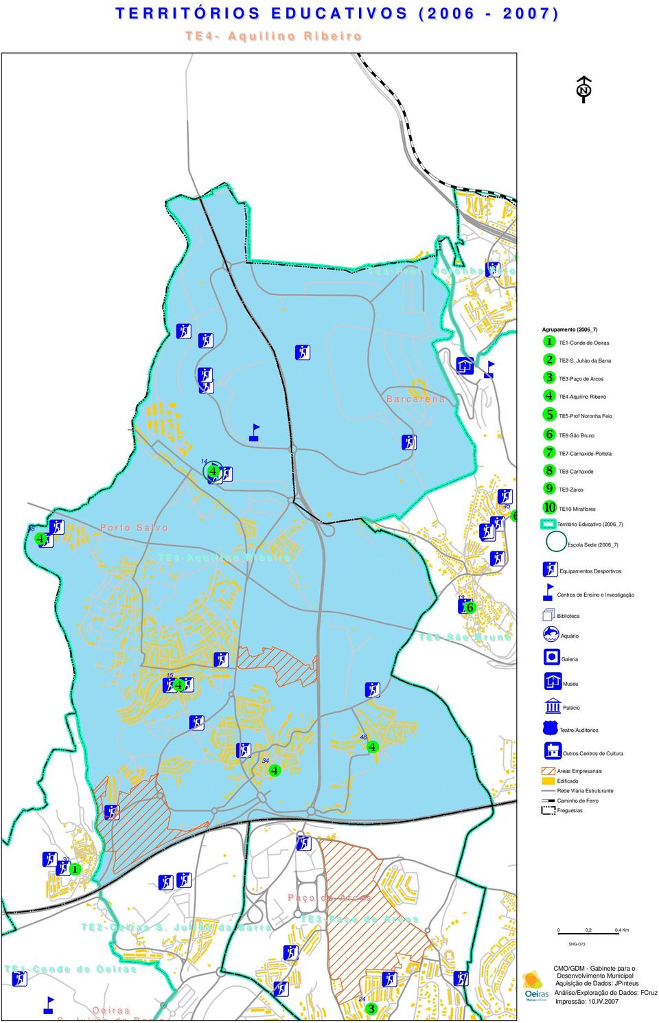 T E 4 - A q u i l i n o R i b e i r o Território Educativo (2006_7) Escola Sede (2006_7) Equipamentos Desportivos 13 Centros de Ensino e Investigação Biblioteca T E 6 - S ã o B r u n o Aquário