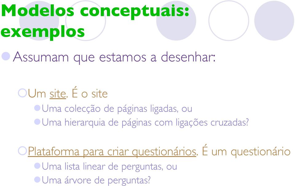 páginas com ligações cruzadas? Plataforma para criar questionários.