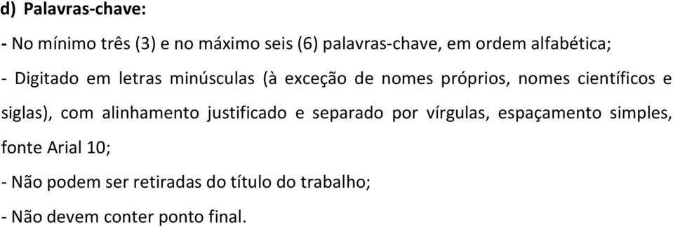 científicos e siglas), com alinhamento justificado e separado por vírgulas, espaçamento