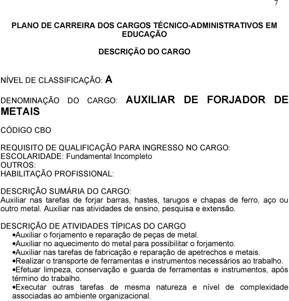 Auxiliar no aquecimento do metal para possibilitar o forjamento. Auxiliar nas tarefas de fabricação e reparação de apetrechos e metais.