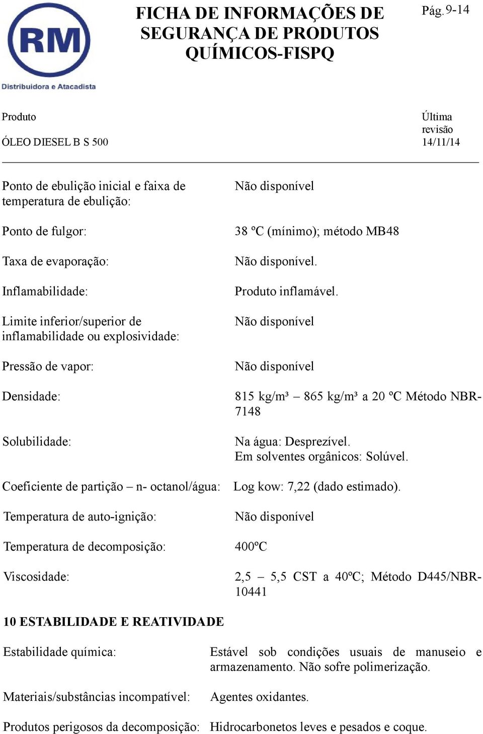 Em solventes orgânicos: Solúvel. Coeficiente de partição n- octanol/água: Log kow: 7,22 (dado estimado).