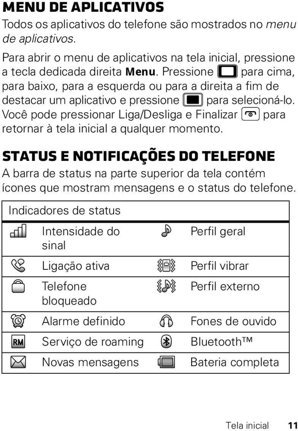 Você pode pressionar Liga/Desliga e Finalizar para retornar à tela inicial a qualquer momento.