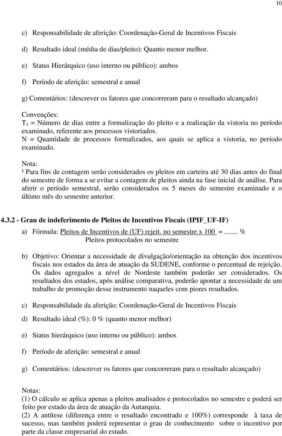 examinado, referente aos processos vistoriados. N = Quantidade de processos formalizados, aos quais se aplica a vistoria, no período examinado.