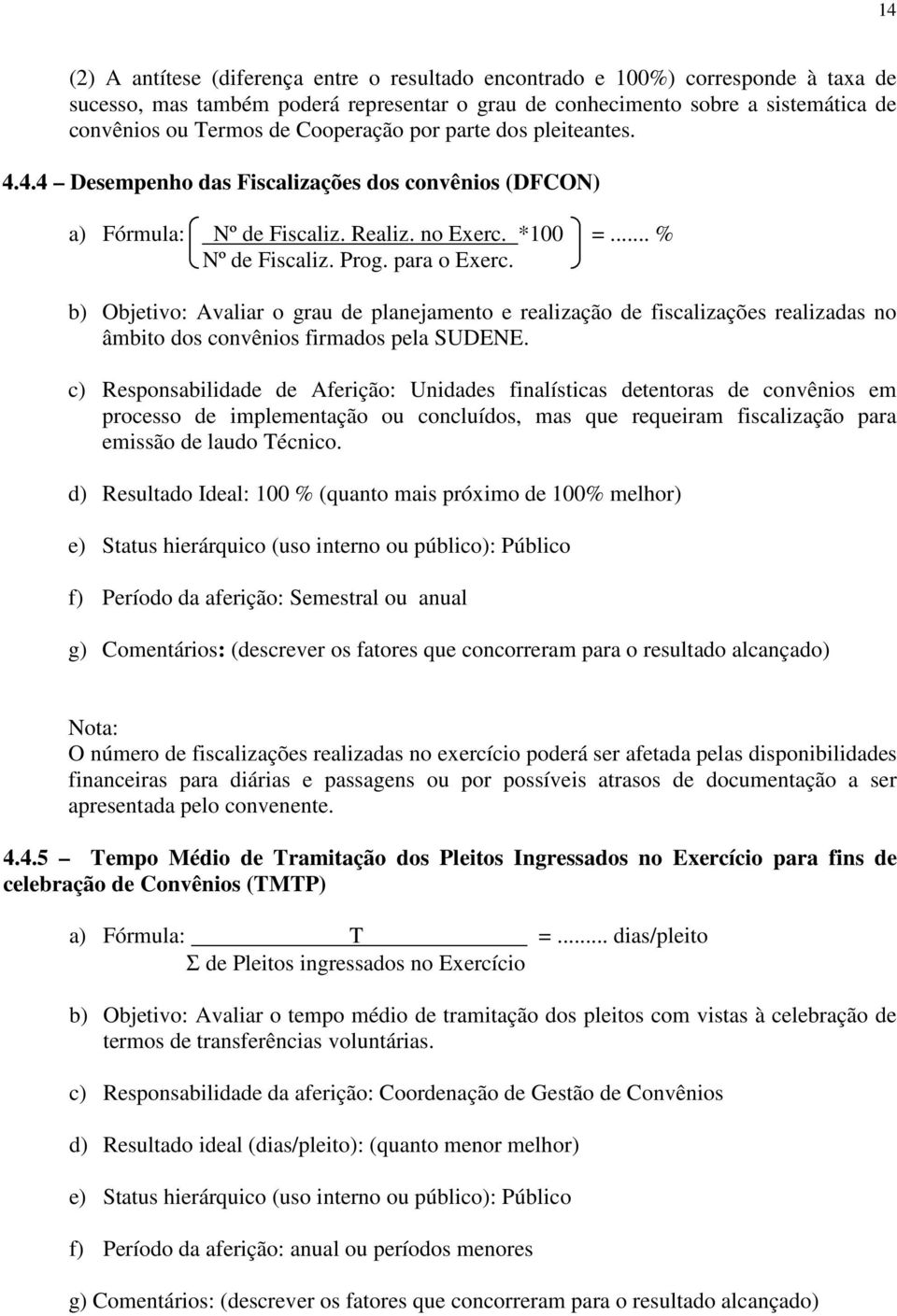 b) Objetivo: Avaliar o grau de planejamento e realização de fiscalizações realizadas no âmbito dos convênios firmados pela SUDENE.