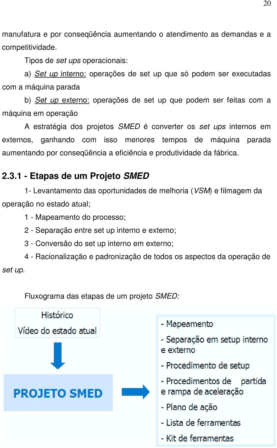 operação A estratégia dos projetos SMED é converter os set ups internos em externos, ganhando com isso menores tempos de máquina parada aumentando por conseqüência a eficiência e produtividade da