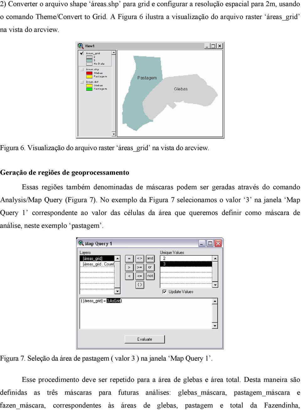 Geração de regiões de geoprocessamento Essas regiões também denominadas de máscaras podem ser geradas através do comando Analysis/Map Query (Figura 7).