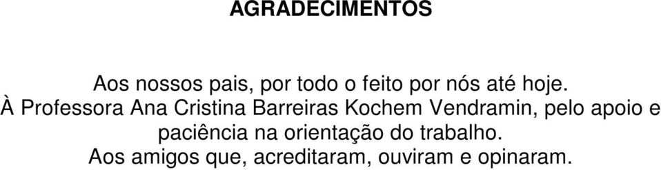 À Professora Ana Cristina Barreiras Kochem Vendramin,