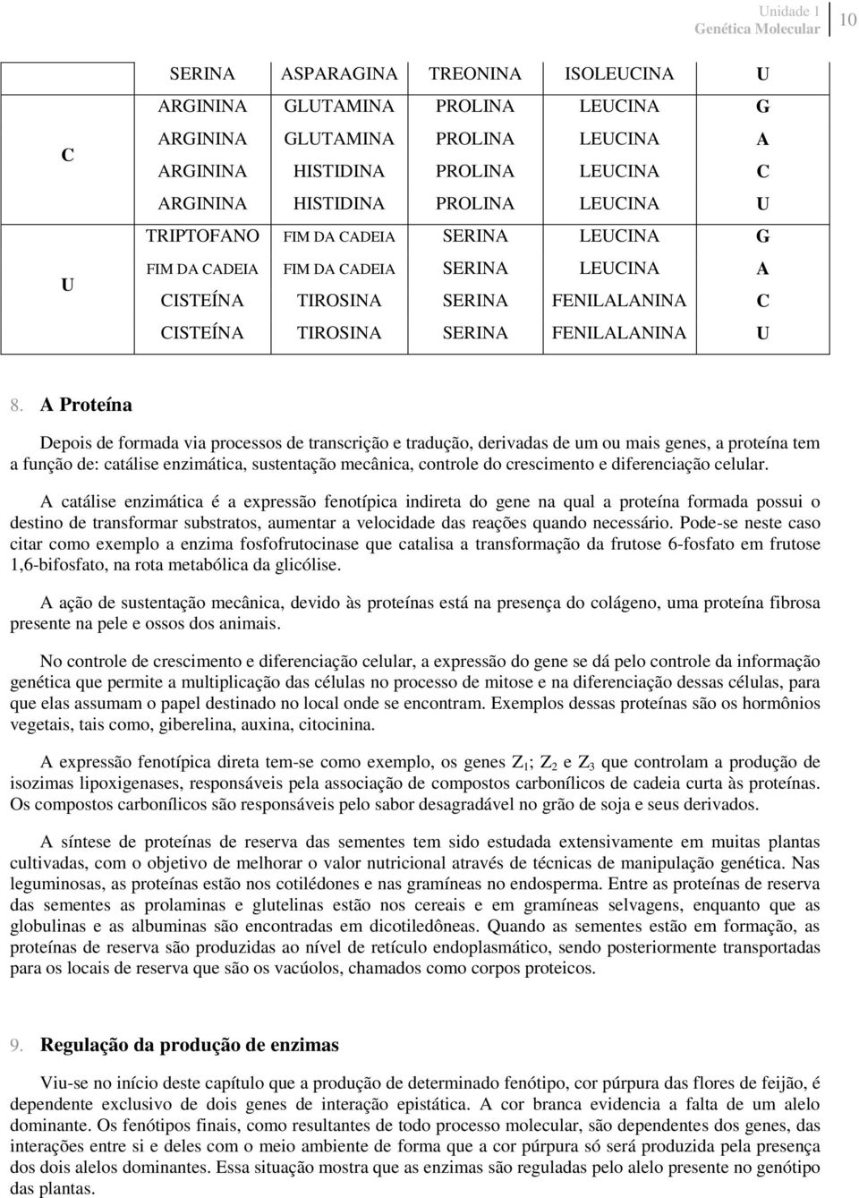 A Proteína Depois de formada via processos de transcrição e tradução, derivadas de um ou mais genes, a proteína tem a função de: catálise enzimática, sustentação mecânica, controle do crescimento e