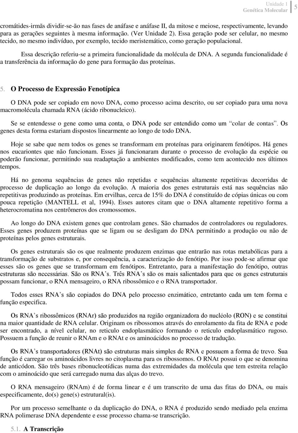 Essa descrição referiu-se a primeira funcionalidade da molécula de DNA. A segunda funcionalidade é a transferência da informação do gene para formação das proteínas. 5.