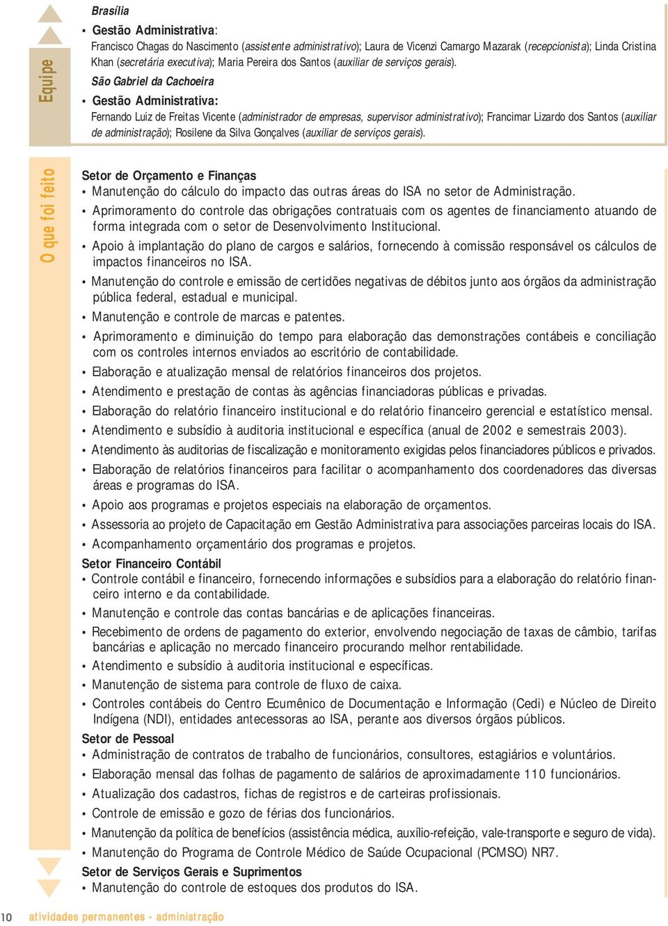 São Gabriel da Cachoeira Gestão Administrativa: Fernando Luiz de Freitas Vicente (administrador de empresas, supervisor administrativo); Francimar Lizardo dos Santos (auxiliar de administração);