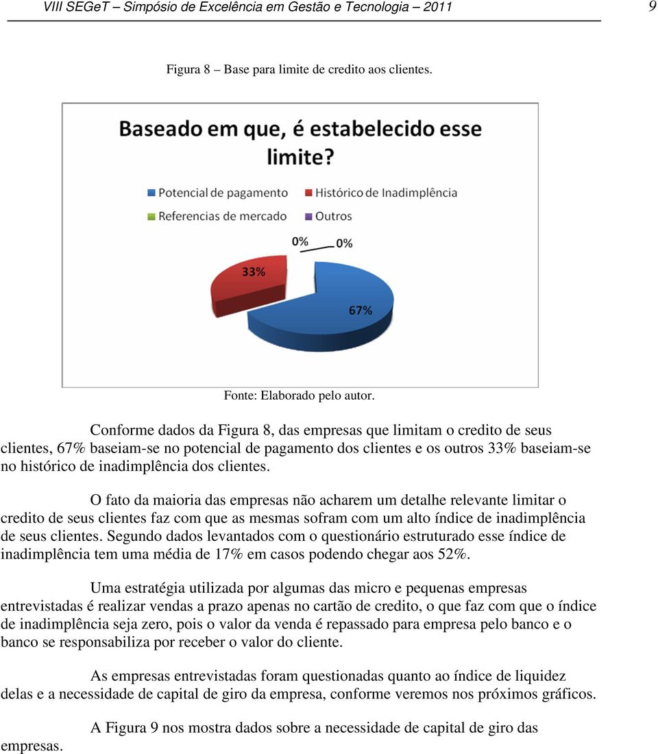 clientes. O fato da maioria das empresas não acharem um detalhe relevante limitar o credito de seus clientes faz com que as mesmas sofram com um alto índice de inadimplência de seus clientes.