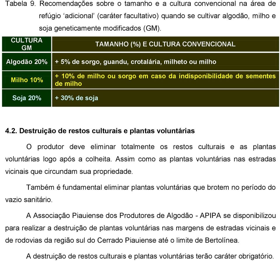 de soja 4.2. Destruição de restos culturais e plantas voluntárias O produtor deve eliminar totalmente os restos culturais e as plantas voluntárias logo após a colheita.